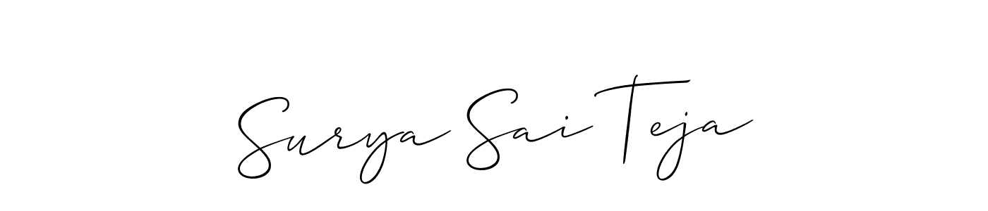 How to make Surya Sai Teja name signature. Use Allison_Script style for creating short signs online. This is the latest handwritten sign. Surya Sai Teja signature style 2 images and pictures png