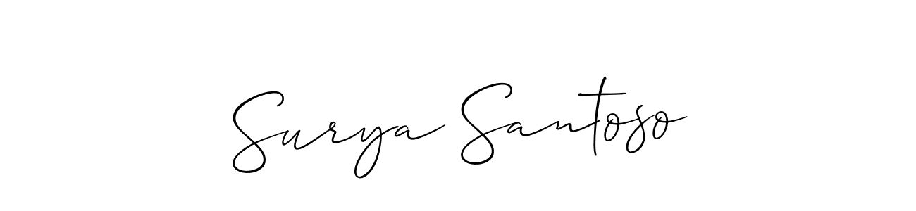 Use a signature maker to create a handwritten signature online. With this signature software, you can design (Allison_Script) your own signature for name Surya Santoso. Surya Santoso signature style 2 images and pictures png