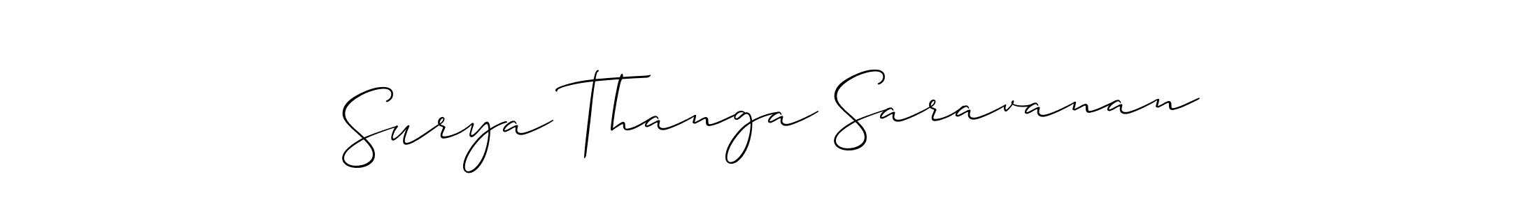 Also we have Surya Thanga Saravanan name is the best signature style. Create professional handwritten signature collection using Allison_Script autograph style. Surya Thanga Saravanan signature style 2 images and pictures png