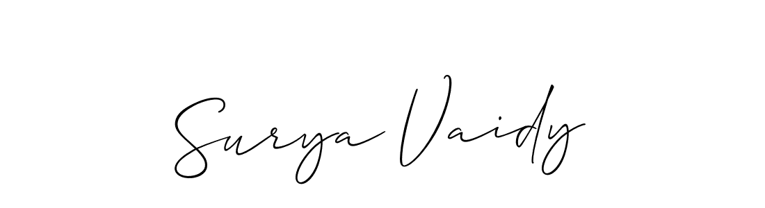 Design your own signature with our free online signature maker. With this signature software, you can create a handwritten (Allison_Script) signature for name Surya Vaidy. Surya Vaidy signature style 2 images and pictures png