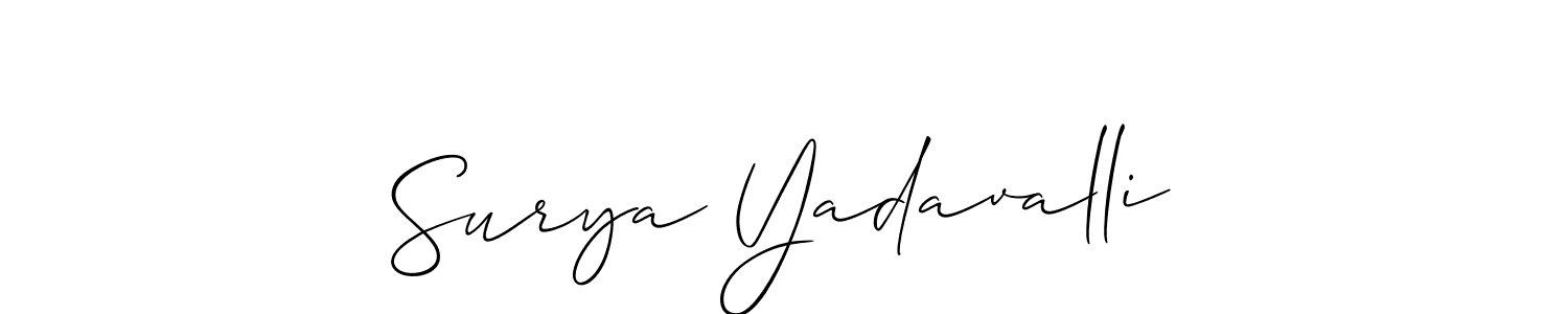 Use a signature maker to create a handwritten signature online. With this signature software, you can design (Allison_Script) your own signature for name Surya Yadavalli. Surya Yadavalli signature style 2 images and pictures png