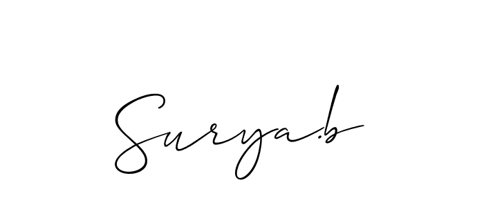 Use a signature maker to create a handwritten signature online. With this signature software, you can design (Allison_Script) your own signature for name Surya.b. Surya.b signature style 2 images and pictures png