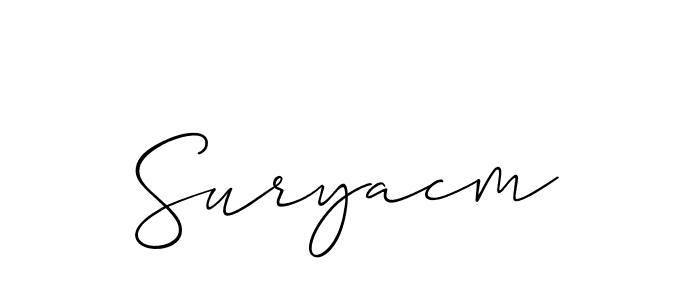 Design your own signature with our free online signature maker. With this signature software, you can create a handwritten (Allison_Script) signature for name Suryacm. Suryacm signature style 2 images and pictures png