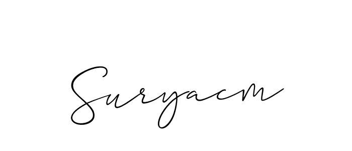 It looks lik you need a new signature style for name Suryacm. Design unique handwritten (Allison_Script) signature with our free signature maker in just a few clicks. Suryacm signature style 2 images and pictures png