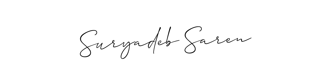 Similarly Allison_Script is the best handwritten signature design. Signature creator online .You can use it as an online autograph creator for name Suryadeb Saren. Suryadeb Saren signature style 2 images and pictures png