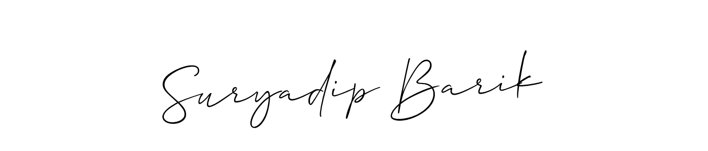 Use a signature maker to create a handwritten signature online. With this signature software, you can design (Allison_Script) your own signature for name Suryadip Barik. Suryadip Barik signature style 2 images and pictures png