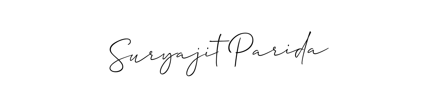 if you are searching for the best signature style for your name Suryajit Parida. so please give up your signature search. here we have designed multiple signature styles  using Allison_Script. Suryajit Parida signature style 2 images and pictures png