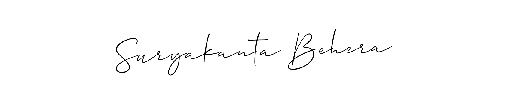 Design your own signature with our free online signature maker. With this signature software, you can create a handwritten (Allison_Script) signature for name Suryakanta Behera. Suryakanta Behera signature style 2 images and pictures png