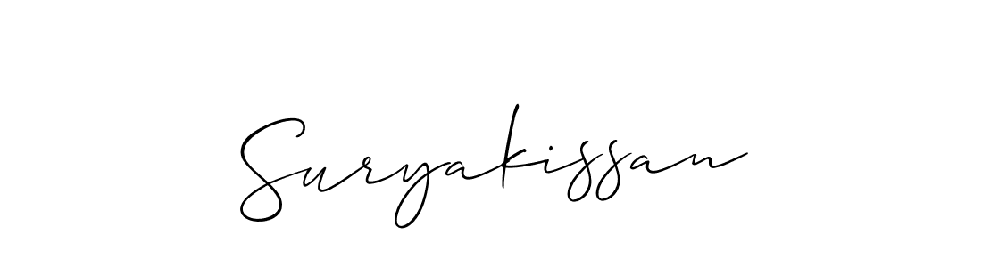 Design your own signature with our free online signature maker. With this signature software, you can create a handwritten (Allison_Script) signature for name Suryakissan. Suryakissan signature style 2 images and pictures png