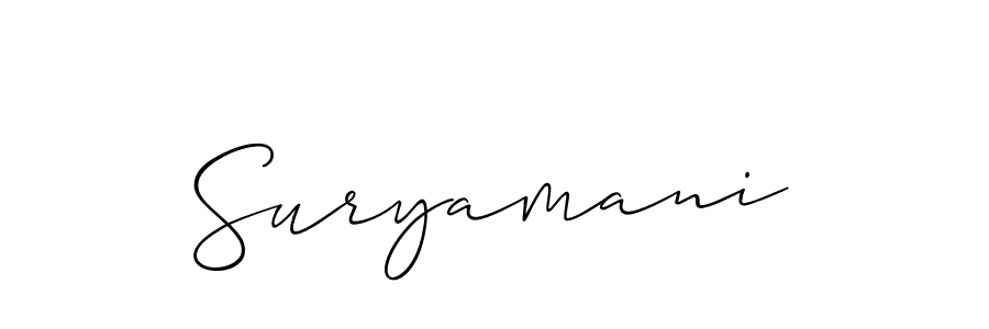 Create a beautiful signature design for name Suryamani. With this signature (Allison_Script) fonts, you can make a handwritten signature for free. Suryamani signature style 2 images and pictures png