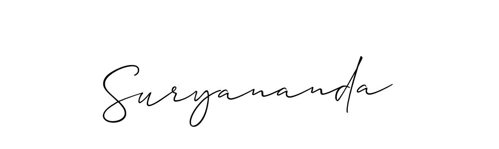 Use a signature maker to create a handwritten signature online. With this signature software, you can design (Allison_Script) your own signature for name Suryananda. Suryananda signature style 2 images and pictures png