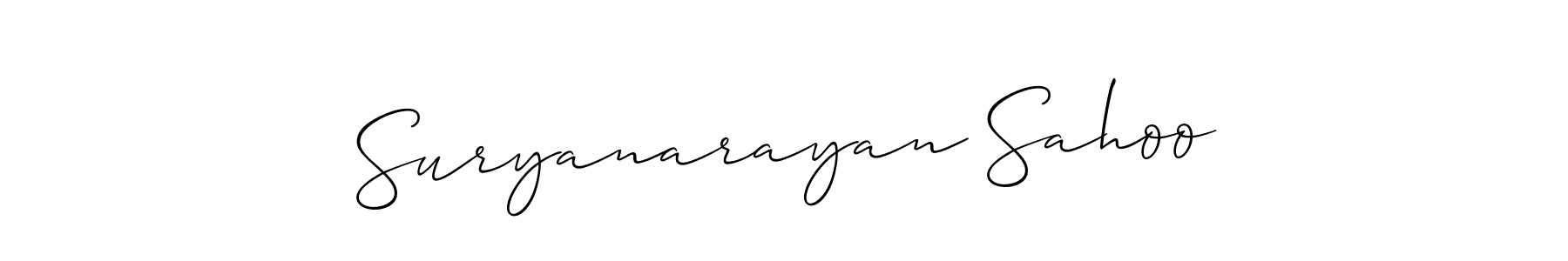 Make a beautiful signature design for name Suryanarayan Sahoo. With this signature (Allison_Script) style, you can create a handwritten signature for free. Suryanarayan Sahoo signature style 2 images and pictures png