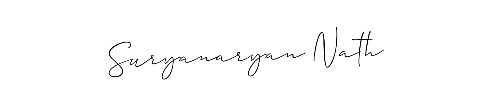 How to make Suryanaryan Nath name signature. Use Allison_Script style for creating short signs online. This is the latest handwritten sign. Suryanaryan Nath signature style 2 images and pictures png