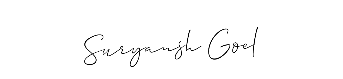 Allison_Script is a professional signature style that is perfect for those who want to add a touch of class to their signature. It is also a great choice for those who want to make their signature more unique. Get Suryansh Goel name to fancy signature for free. Suryansh Goel signature style 2 images and pictures png