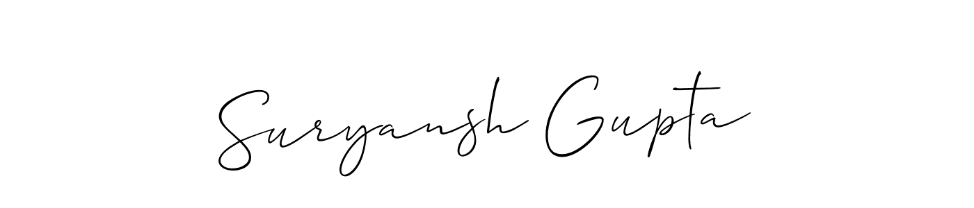Allison_Script is a professional signature style that is perfect for those who want to add a touch of class to their signature. It is also a great choice for those who want to make their signature more unique. Get Suryansh Gupta name to fancy signature for free. Suryansh Gupta signature style 2 images and pictures png