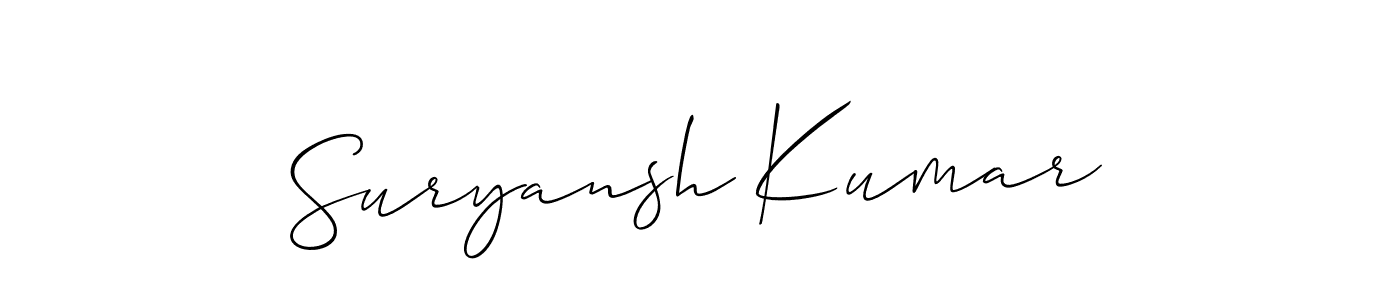 You should practise on your own different ways (Allison_Script) to write your name (Suryansh Kumar) in signature. don't let someone else do it for you. Suryansh Kumar signature style 2 images and pictures png