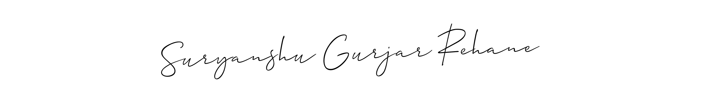 How to make Suryanshu Gurjar Rehane signature? Allison_Script is a professional autograph style. Create handwritten signature for Suryanshu Gurjar Rehane name. Suryanshu Gurjar Rehane signature style 2 images and pictures png