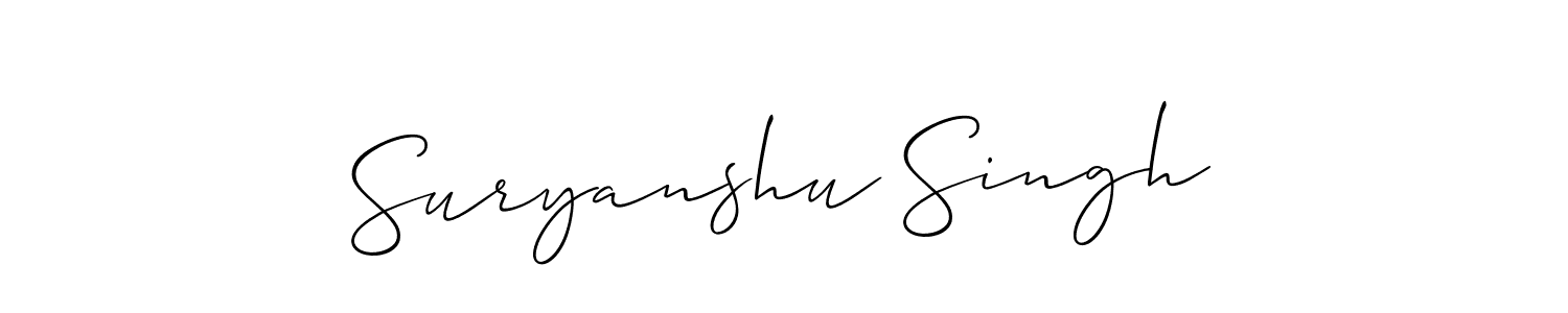 How to make Suryanshu Singh name signature. Use Allison_Script style for creating short signs online. This is the latest handwritten sign. Suryanshu Singh signature style 2 images and pictures png