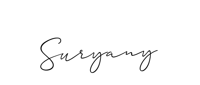 Use a signature maker to create a handwritten signature online. With this signature software, you can design (Allison_Script) your own signature for name Suryany. Suryany signature style 2 images and pictures png