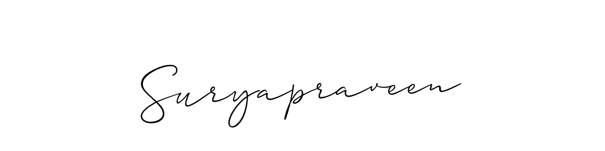 Make a short Suryapraveen signature style. Manage your documents anywhere anytime using Allison_Script. Create and add eSignatures, submit forms, share and send files easily. Suryapraveen signature style 2 images and pictures png