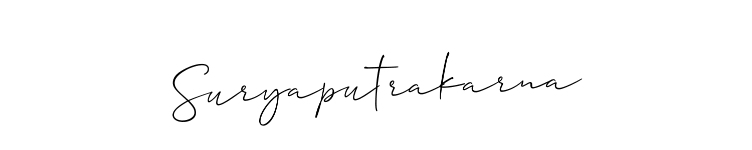 Suryaputrakarna stylish signature style. Best Handwritten Sign (Allison_Script) for my name. Handwritten Signature Collection Ideas for my name Suryaputrakarna. Suryaputrakarna signature style 2 images and pictures png