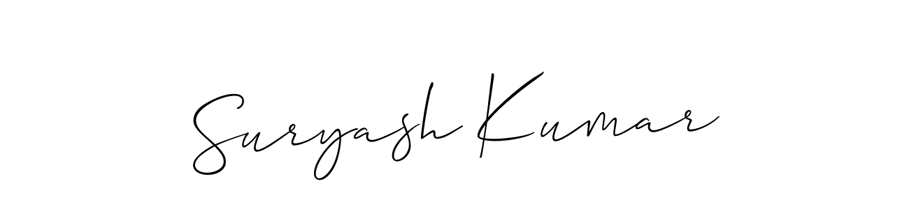 You should practise on your own different ways (Allison_Script) to write your name (Suryash Kumar) in signature. don't let someone else do it for you. Suryash Kumar signature style 2 images and pictures png