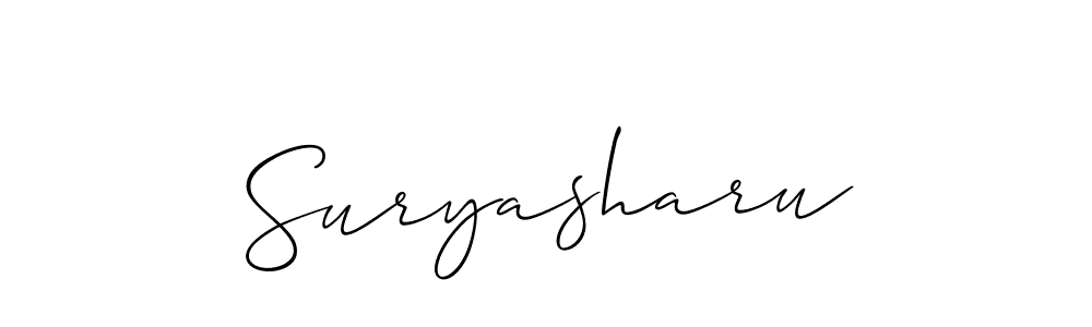 if you are searching for the best signature style for your name Suryasharu. so please give up your signature search. here we have designed multiple signature styles  using Allison_Script. Suryasharu signature style 2 images and pictures png