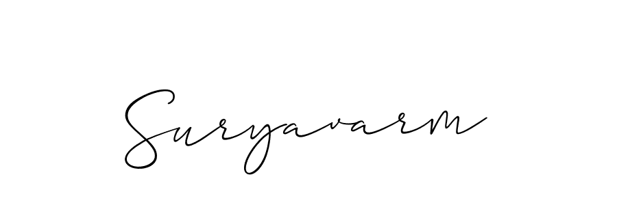 Use a signature maker to create a handwritten signature online. With this signature software, you can design (Allison_Script) your own signature for name Suryavarm. Suryavarm signature style 2 images and pictures png