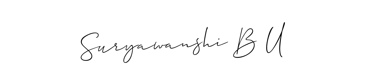 Similarly Allison_Script is the best handwritten signature design. Signature creator online .You can use it as an online autograph creator for name Suryawanshi B U. Suryawanshi B U signature style 2 images and pictures png