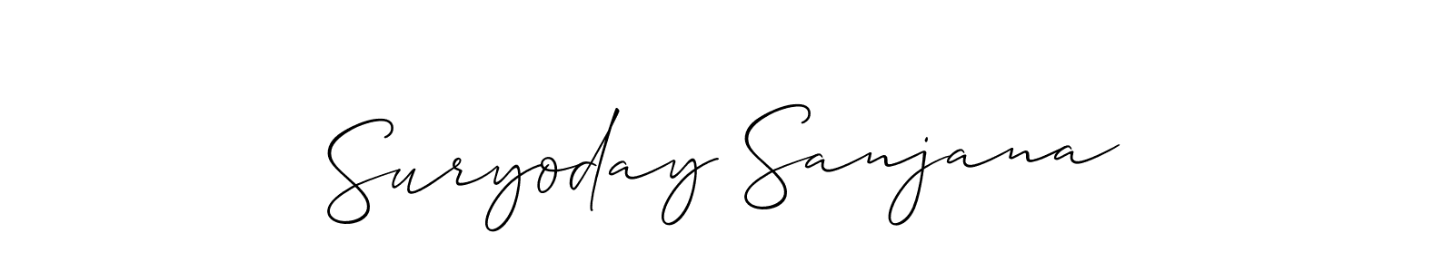 Make a beautiful signature design for name Suryoday Sanjana. With this signature (Allison_Script) style, you can create a handwritten signature for free. Suryoday Sanjana signature style 2 images and pictures png