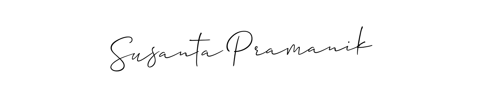 if you are searching for the best signature style for your name Susanta Pramanik. so please give up your signature search. here we have designed multiple signature styles  using Allison_Script. Susanta Pramanik signature style 2 images and pictures png