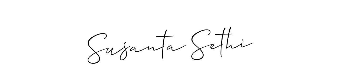 The best way (Allison_Script) to make a short signature is to pick only two or three words in your name. The name Susanta Sethi include a total of six letters. For converting this name. Susanta Sethi signature style 2 images and pictures png