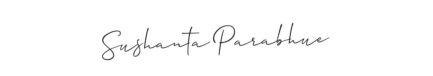 You should practise on your own different ways (Allison_Script) to write your name (Sushanta Parabhue) in signature. don't let someone else do it for you. Sushanta Parabhue signature style 2 images and pictures png