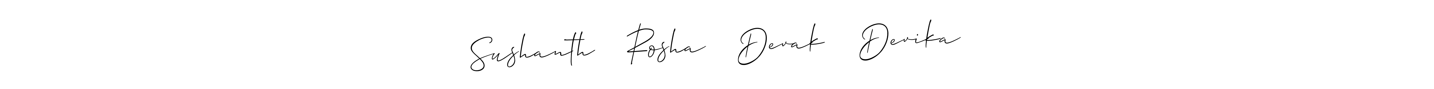 if you are searching for the best signature style for your name Sushanth ♡︎ Rosha ♡︎ Devak ♡︎ Devika. so please give up your signature search. here we have designed multiple signature styles  using Allison_Script. Sushanth ♡︎ Rosha ♡︎ Devak ♡︎ Devika signature style 2 images and pictures png