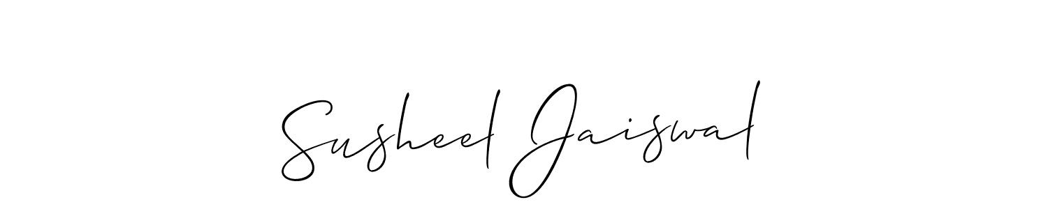 Allison_Script is a professional signature style that is perfect for those who want to add a touch of class to their signature. It is also a great choice for those who want to make their signature more unique. Get Susheel Jaiswal name to fancy signature for free. Susheel Jaiswal signature style 2 images and pictures png