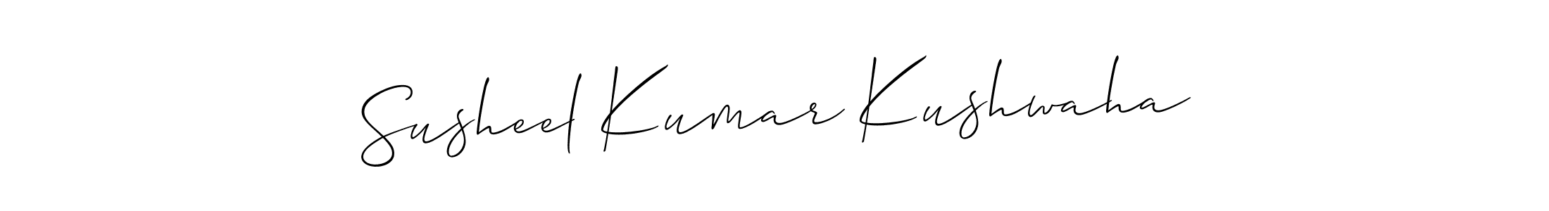 Allison_Script is a professional signature style that is perfect for those who want to add a touch of class to their signature. It is also a great choice for those who want to make their signature more unique. Get Susheel Kumar Kushwaha name to fancy signature for free. Susheel Kumar Kushwaha signature style 2 images and pictures png