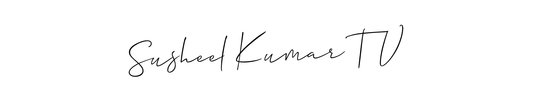 if you are searching for the best signature style for your name Susheel Kumar T V. so please give up your signature search. here we have designed multiple signature styles  using Allison_Script. Susheel Kumar T V signature style 2 images and pictures png