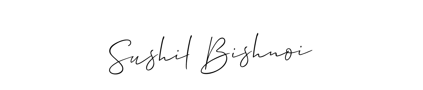 The best way (Allison_Script) to make a short signature is to pick only two or three words in your name. The name Sushil Bishnoi include a total of six letters. For converting this name. Sushil Bishnoi signature style 2 images and pictures png