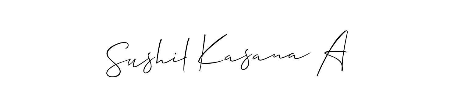 Make a beautiful signature design for name Sushil Kasana A. With this signature (Allison_Script) style, you can create a handwritten signature for free. Sushil Kasana A signature style 2 images and pictures png