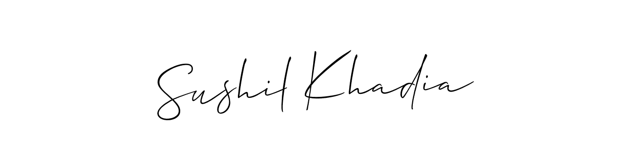 The best way (Allison_Script) to make a short signature is to pick only two or three words in your name. The name Sushil Khadia include a total of six letters. For converting this name. Sushil Khadia signature style 2 images and pictures png