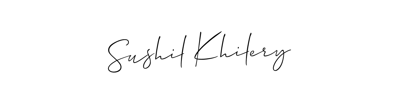 Allison_Script is a professional signature style that is perfect for those who want to add a touch of class to their signature. It is also a great choice for those who want to make their signature more unique. Get Sushil Khilery name to fancy signature for free. Sushil Khilery signature style 2 images and pictures png