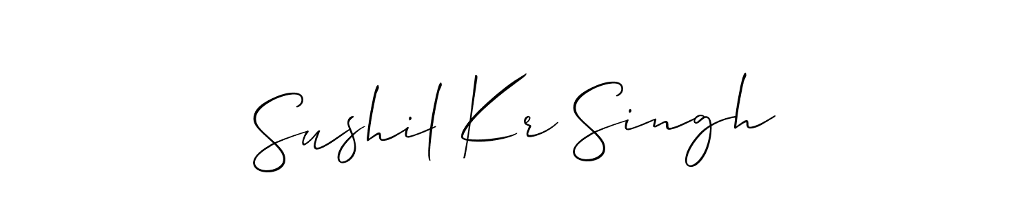 The best way (Allison_Script) to make a short signature is to pick only two or three words in your name. The name Sushil Kr Singh include a total of six letters. For converting this name. Sushil Kr Singh signature style 2 images and pictures png