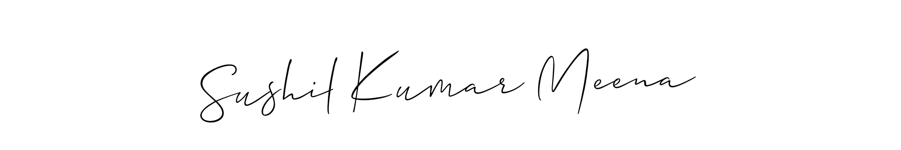 This is the best signature style for the Sushil Kumar Meena name. Also you like these signature font (Allison_Script). Mix name signature. Sushil Kumar Meena signature style 2 images and pictures png