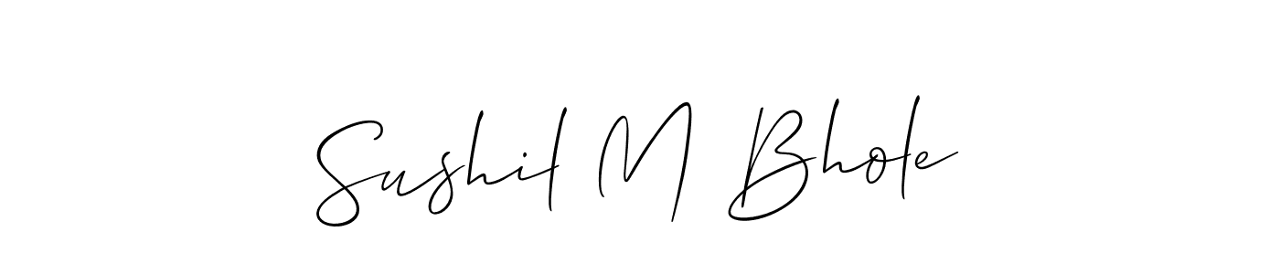 The best way (Allison_Script) to make a short signature is to pick only two or three words in your name. The name Sushil M Bhole include a total of six letters. For converting this name. Sushil M Bhole signature style 2 images and pictures png