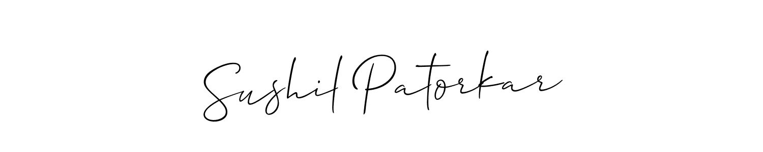 Sushil Patorkar stylish signature style. Best Handwritten Sign (Allison_Script) for my name. Handwritten Signature Collection Ideas for my name Sushil Patorkar. Sushil Patorkar signature style 2 images and pictures png