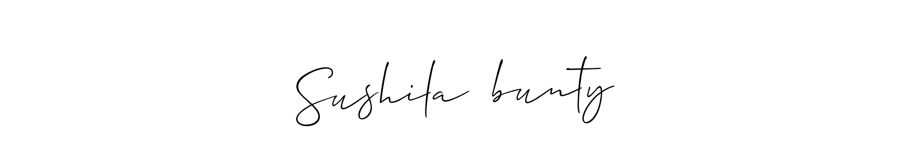 How to make Sushila❤️bunty name signature. Use Allison_Script style for creating short signs online. This is the latest handwritten sign. Sushila❤️bunty signature style 2 images and pictures png