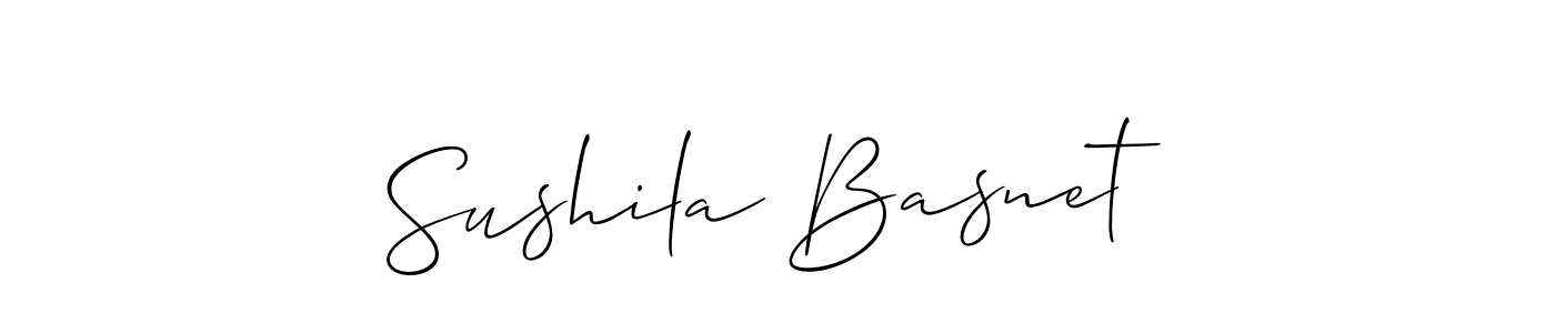 Make a beautiful signature design for name Sushila Basnet. With this signature (Allison_Script) style, you can create a handwritten signature for free. Sushila Basnet signature style 2 images and pictures png