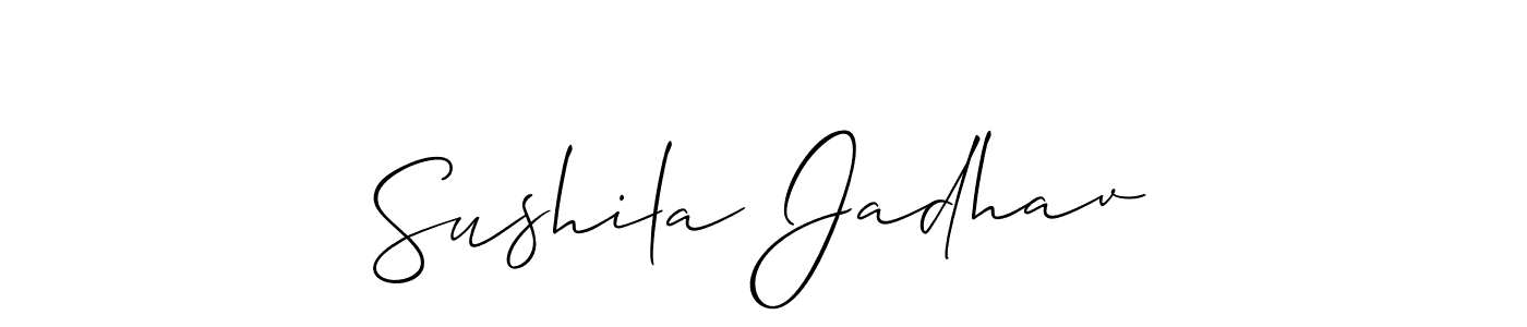 Allison_Script is a professional signature style that is perfect for those who want to add a touch of class to their signature. It is also a great choice for those who want to make their signature more unique. Get Sushila Jadhav name to fancy signature for free. Sushila Jadhav signature style 2 images and pictures png