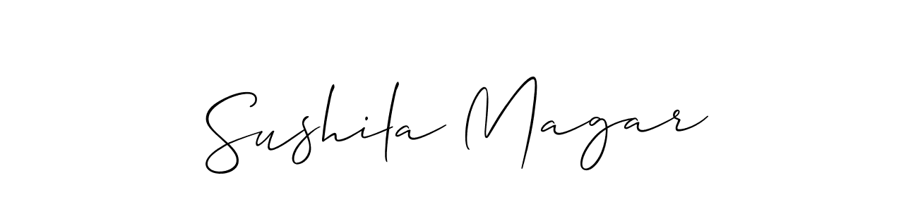 Allison_Script is a professional signature style that is perfect for those who want to add a touch of class to their signature. It is also a great choice for those who want to make their signature more unique. Get Sushila Magar name to fancy signature for free. Sushila Magar signature style 2 images and pictures png