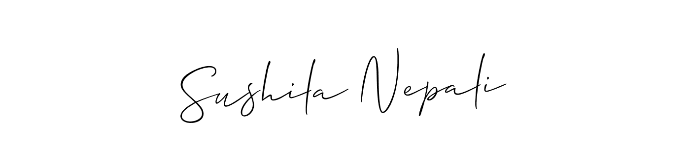 How to Draw Sushila Nepali signature style? Allison_Script is a latest design signature styles for name Sushila Nepali. Sushila Nepali signature style 2 images and pictures png